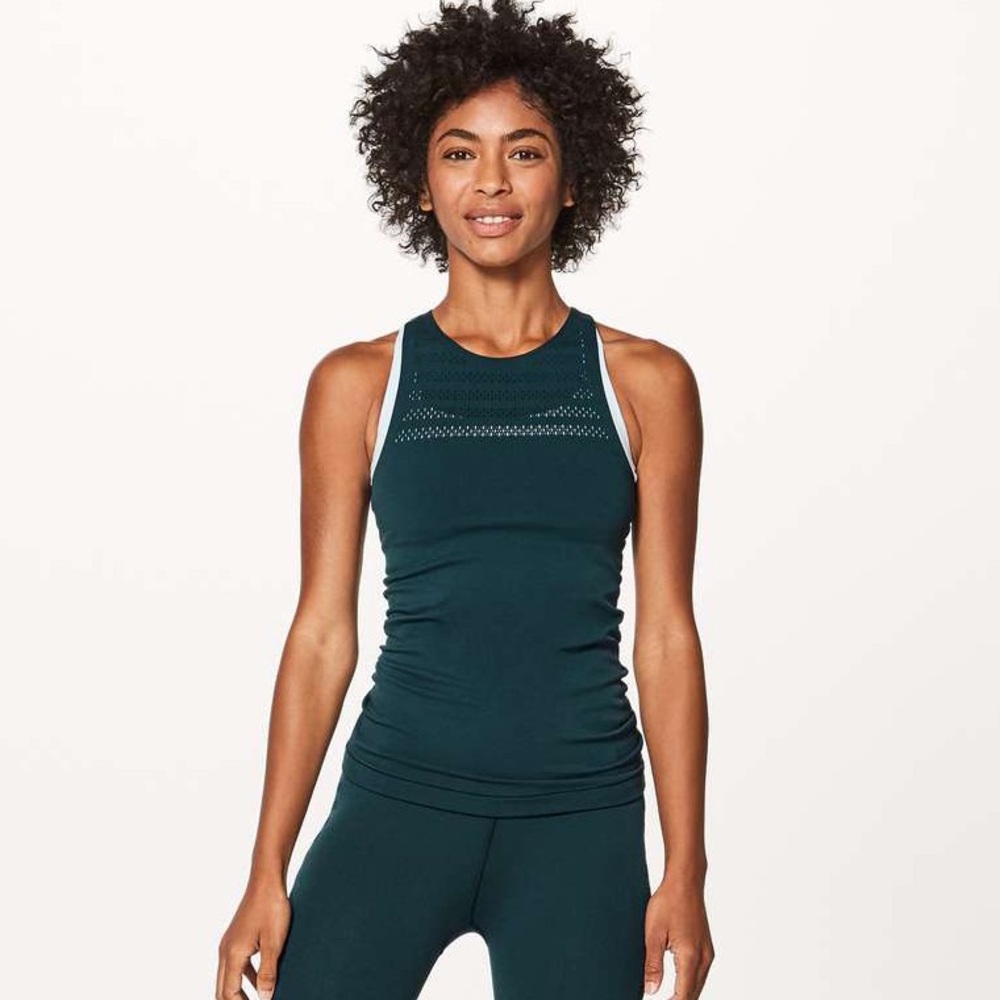Lululemon Reveal Tank (Stripes) Teal Green